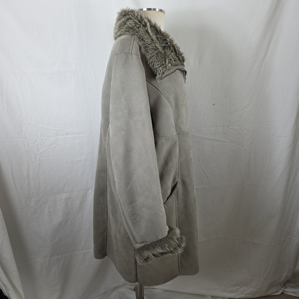 Chico's Gray Faux Suede Fur Penny Lane Teddy Coat Jacket Womens XL 16 Chicos 3 - Picture 4 of 8